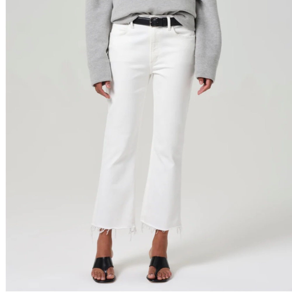 Citizens Of Humanity isola White mid rise cropped boot jean